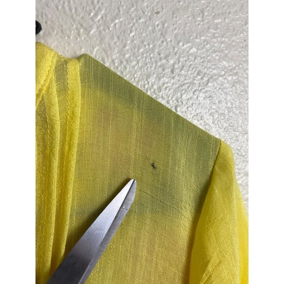 Figueroa‎ & Flowers Women Yellow Flower Long Sleeve Boho Top Size Medium Peasant - Picture 7 of 12